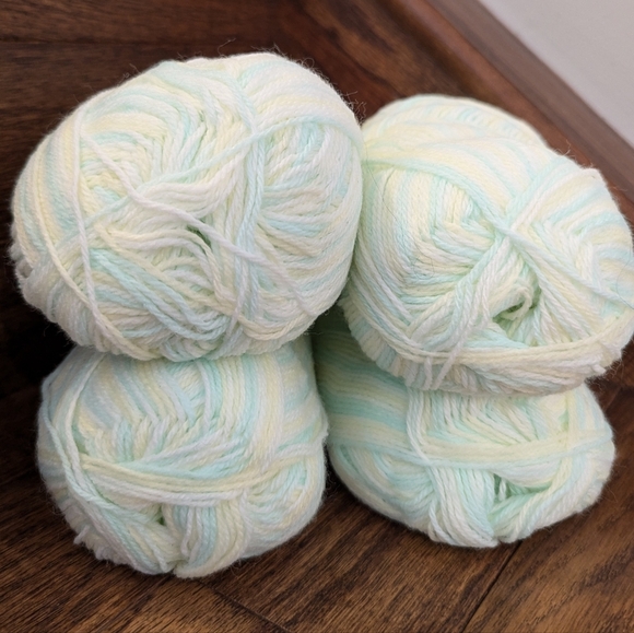 Vintage sayelle baby yarn pastel variegated mint yellow & white 4 skiens 200 g - Picture 4 of 10
